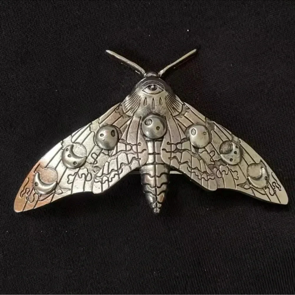 Gothic Silver Moth Hair Pin